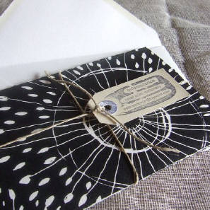 Printed onto heavy Fabriano print paper, these postcards were printed using waterbased inks and a relief press.