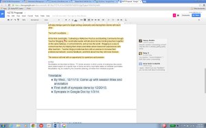 I was able to talk to Anna while she commented on something I wrote in a Google Doc we were working on with the rest of the TWT team.  