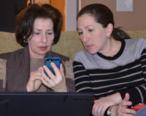 My husband snapped a picture of us when my mom logged into Evernote on her iPhone for the first time.