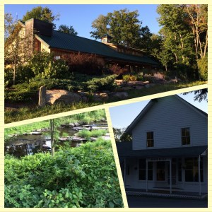Clockwise from top: The Barn at the Highlights Foundation, the Boyds Mills Press Office, and a beautiful creek I found on my walk an hour before sunset.