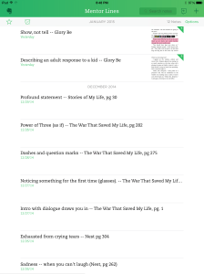 My new "mentor lines" notebook.