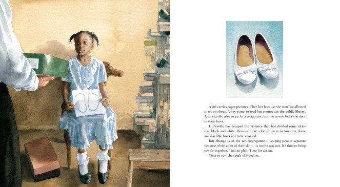 SEEDS OF FREEDOM. Text copyright © 2015 by Hester Bass. Illustrations copyright © 2015 by E. B. Lewis. Reproduced by permission of the publisher, Candlewick Press, Somerville, MA.