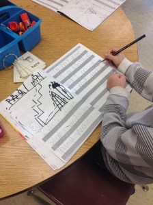 December 2014: One of Kelly's students writing his story in his Kidwriting notebook.