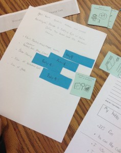 Bobby looked at the three body paragraphs Mrs. Columbus said she wanted each student to have and where the technical language he brainstormed might fit into those paragraphs.