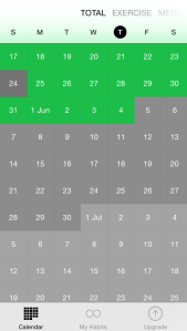 When you look at the "total" habits calendar, it doesn't show days you purposely skip doing your habit on the calendar. It only shows the ones you accidentally skipped. 