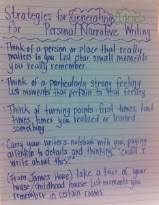 generating ideas for personal narrative