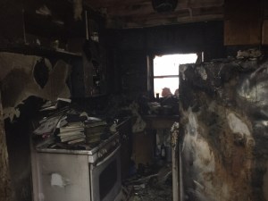 The kitchen is one of many places in the Hubbard House that was destroyed by yesterday's fire. 