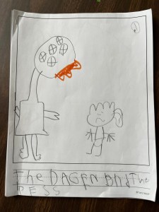 A kindergarten story titled, "The Dragon and the Princess."