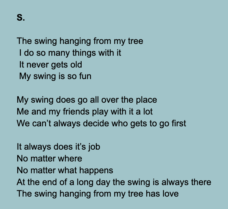 Poem comparing the author's brother with a swing