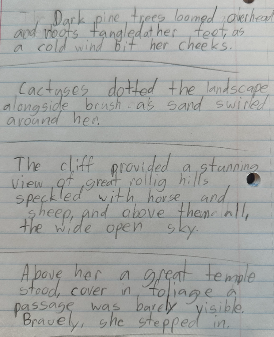 Student descriptive writing