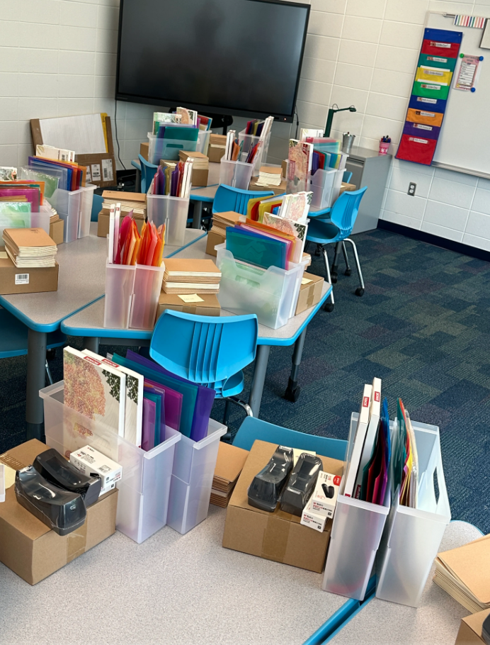 Image of writing materials laid out for teachers