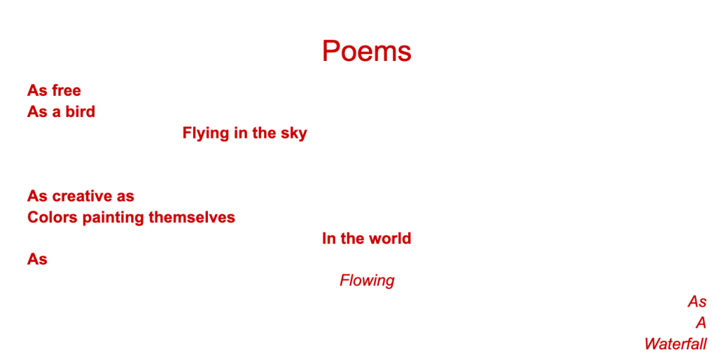 Text of a poem called "Poems"
