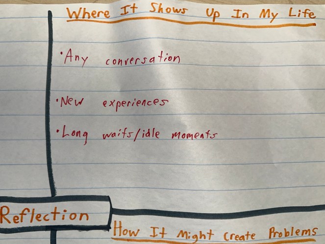 "Where reflection shows up in my day"