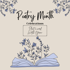 a book with flowers and words coming from the pages representing poetry celebratiosn
