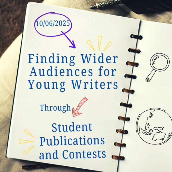 Notebook with title: Finding Wider Audiences for Young Writers