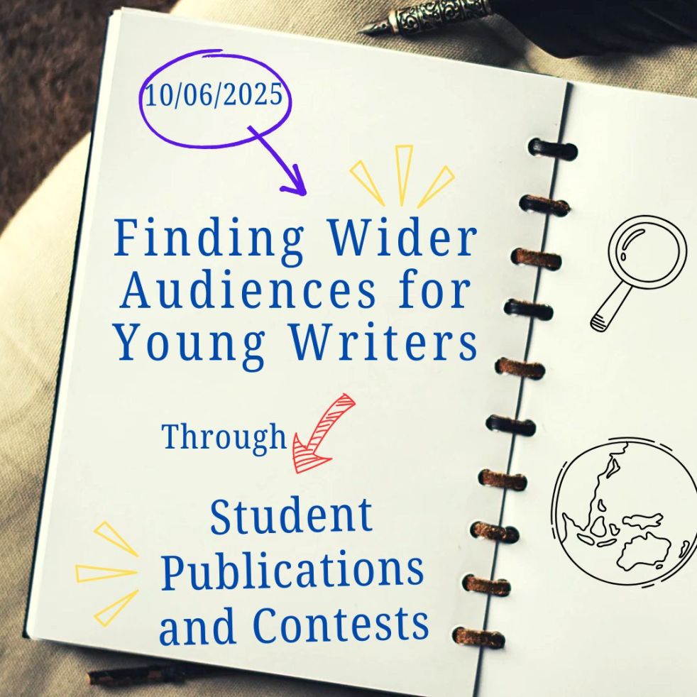 Notebook with title: Finding Wider Audiences for Young Writers