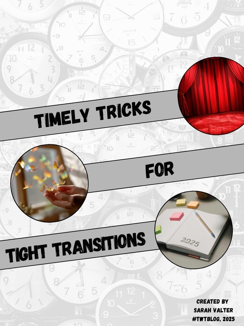 The title of this blog post is pictured with an image of a stage, of hands releasing butterflies, and a planner with sticky. notes.