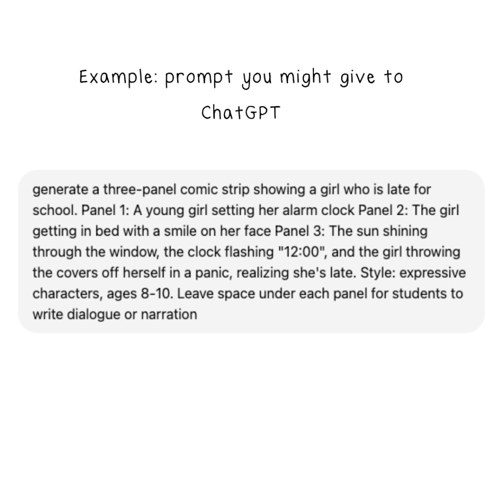 Sample prompt to give to ChatGPT to generate a comic strip.