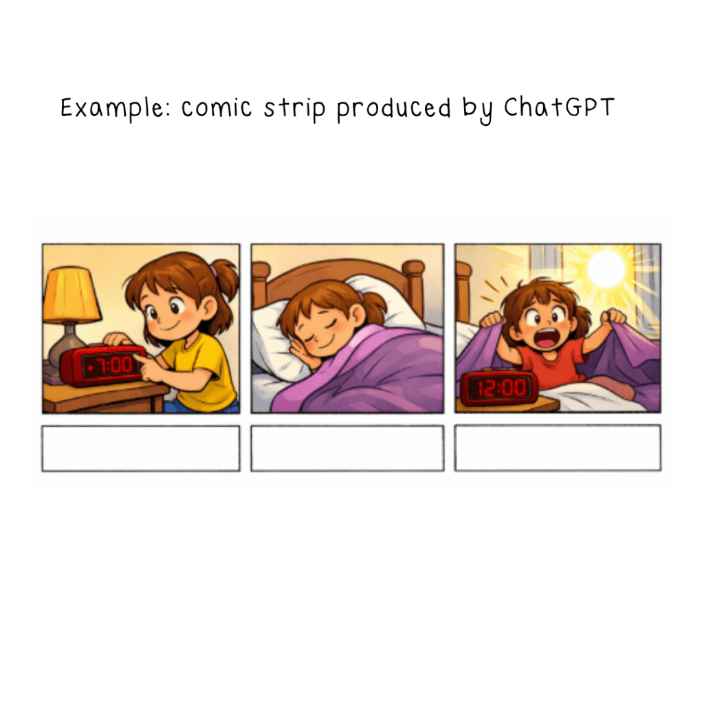 Sample comic strip produced by ChatGPT.
