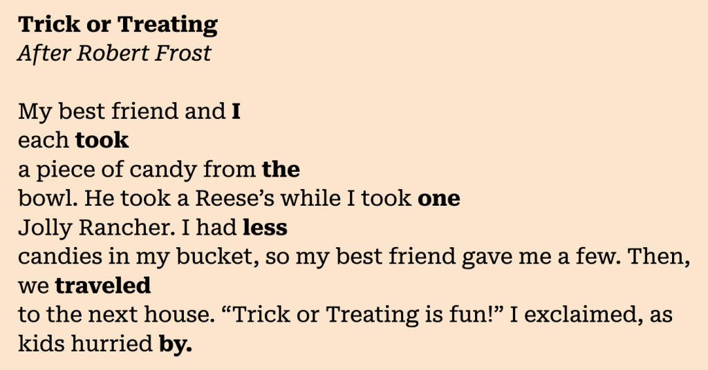 Image of a student-crafted poem