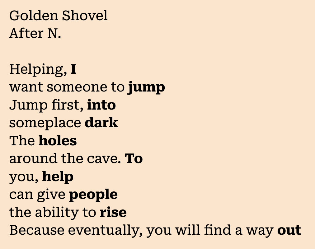 Image of a student-crafted poem