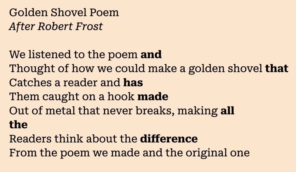 Image of a student-crafted poem