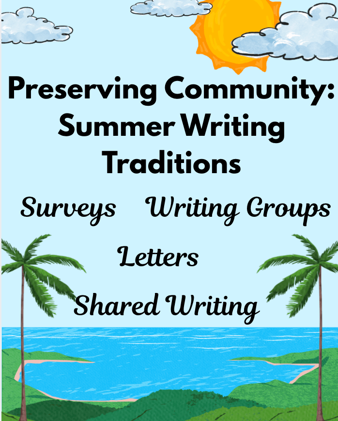 Graphic of the article title: Preserving Community: Summer Writing Traditions